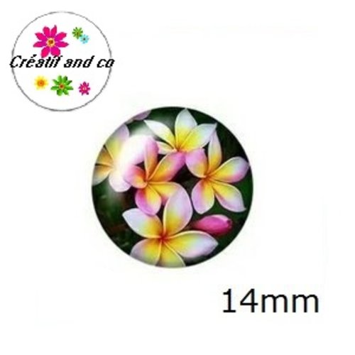 X2 cabochons fleuris 14mm