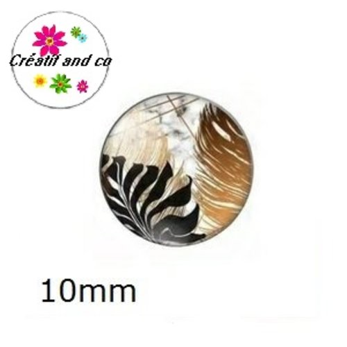 X2 cabochons feuilles tropicales 10mm