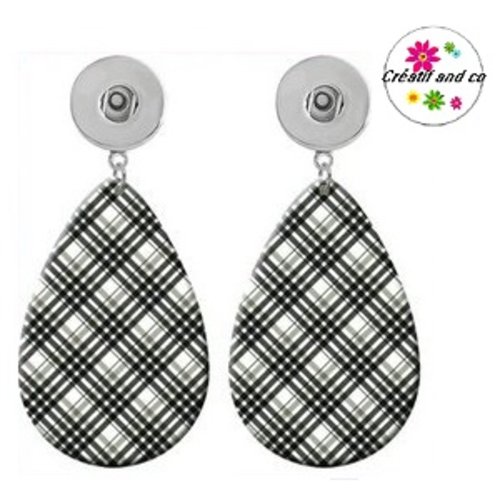 Grande boucle d'oreille goutte bouton pression