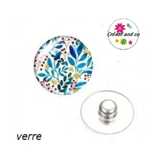 Bouton pression fleur et feuille