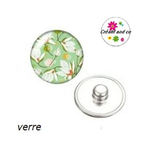 Bouton pression fleur et feuille