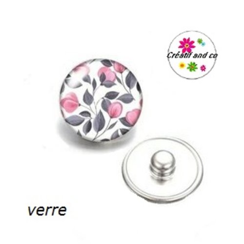 Bouton pression fleur et feuille