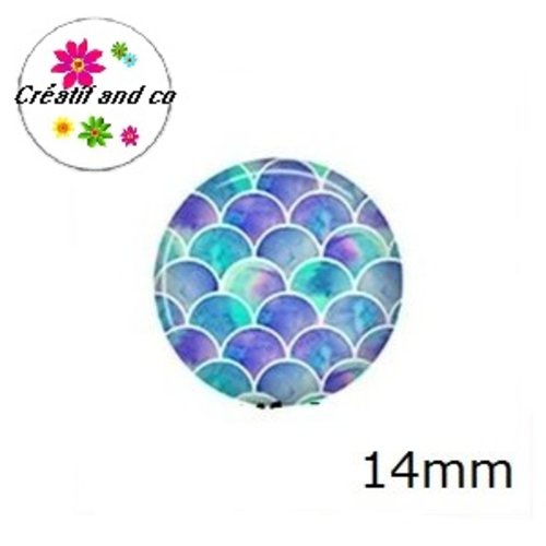 X2 cabochons écaille sirène 14mm