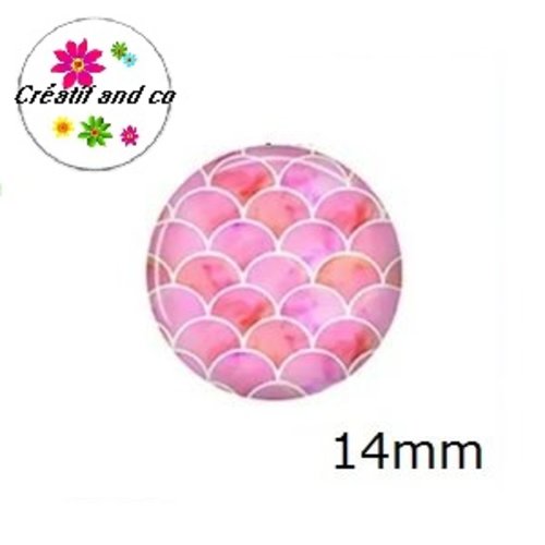 X2 cabochons écaille sirène 14mm