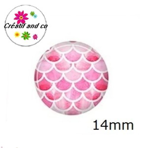 X2 cabochons écaille sirène 14mm