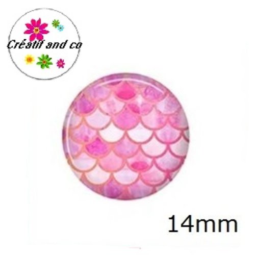 X2 cabochons écaille sirène 14mm