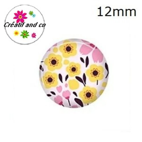 X2 cabochons fleuris 12mm