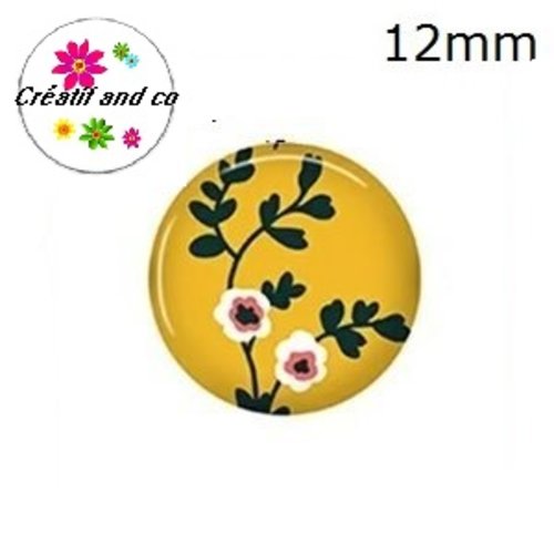 X2 cabochons fleuris 12mm