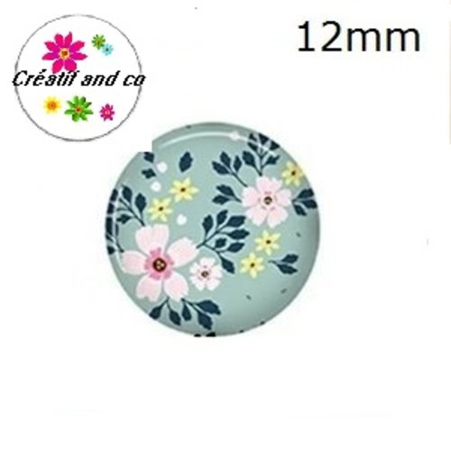 X2 cabochons fleuris 12mm