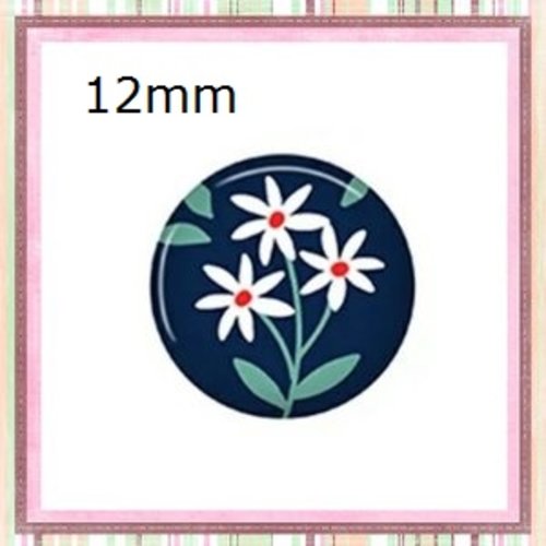 X2 cabochons fleuris 12mm