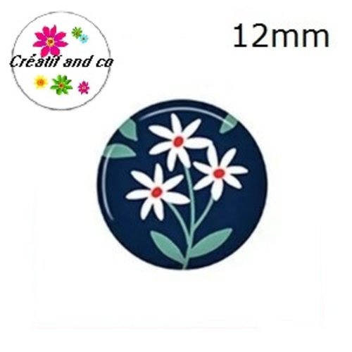 X2 cabochons fleuris 12mm