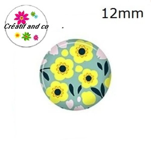 X2 cabochons fleuris 12mm