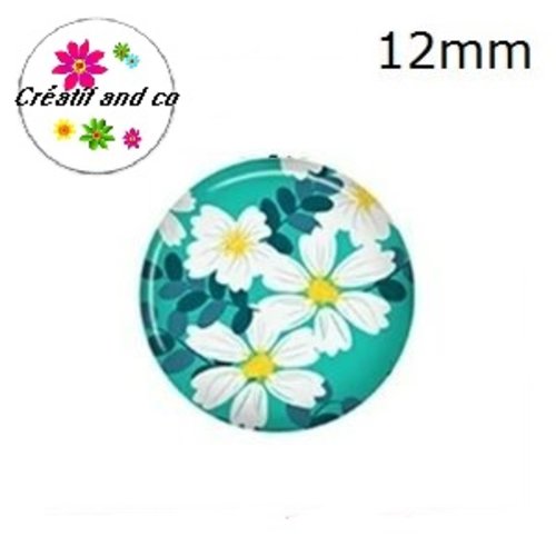 X2 cabochons fleuris 12mm