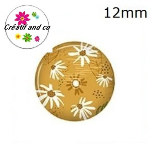 X2 cabochons fleuris 12mm