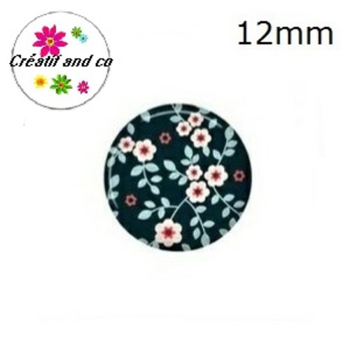 X2 cabochons fleuris 12mm
