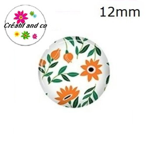 X2 cabochons fleuris 12mm