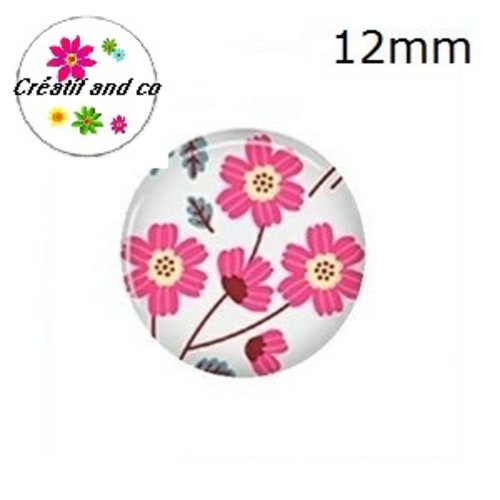X2 cabochons fleuris 12mm