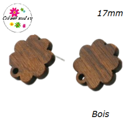 Puce oreille fleur bois 17mm