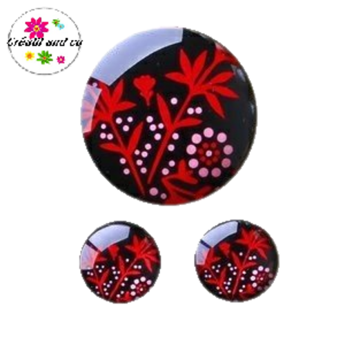 Lot cabochon fleuri 25mm et 2 cabochons 12mm