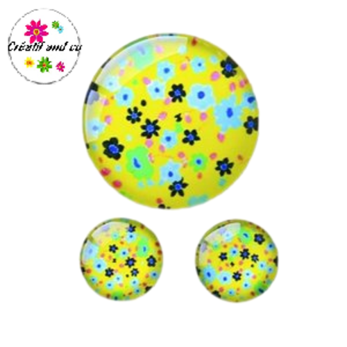 Lot cabochon fleuri 25mm et 2 cabochons 12mm