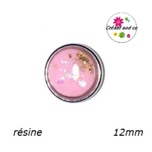 Bouton pression rose inclusion feuille d'or