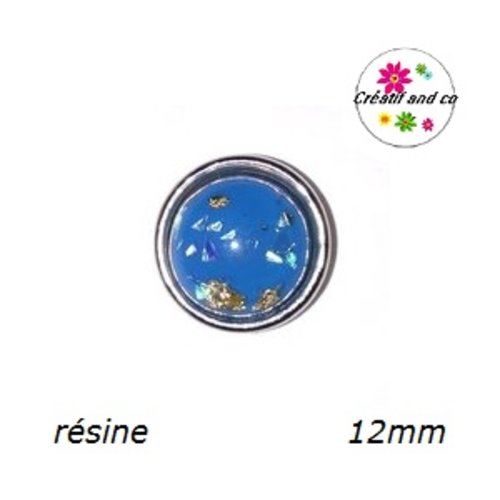 Bouton pression bleu inclusion feuille d'or