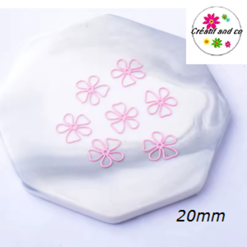 Breloque estampe fleur rose 20mm