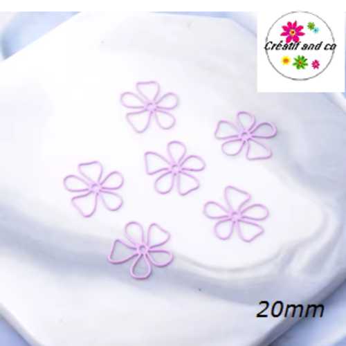 Breloque estampe fleur parme 20mm