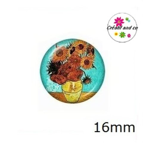 X2 cabochons peinture van gogh 16mm