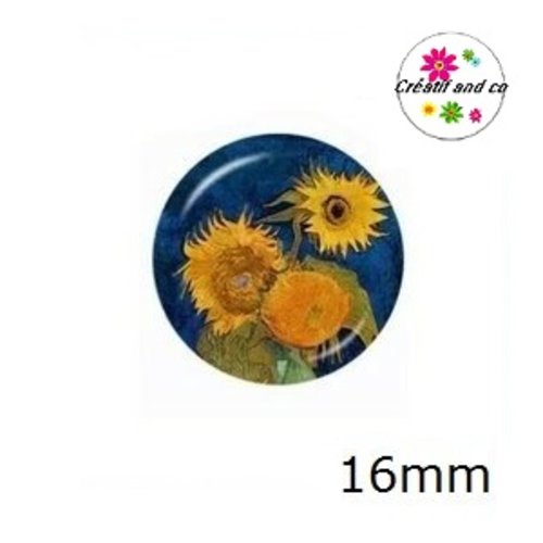 X2 cabochons peinture van gogh 16mm