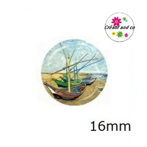 X2 cabochons peinture van gogh 16mm