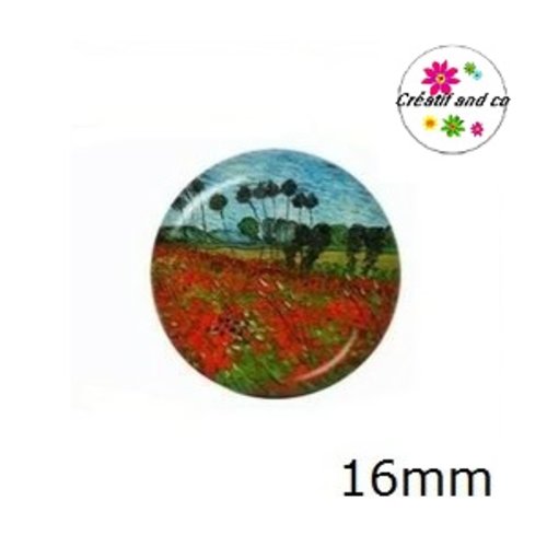 X2 cabochons peinture van gogh 16mm