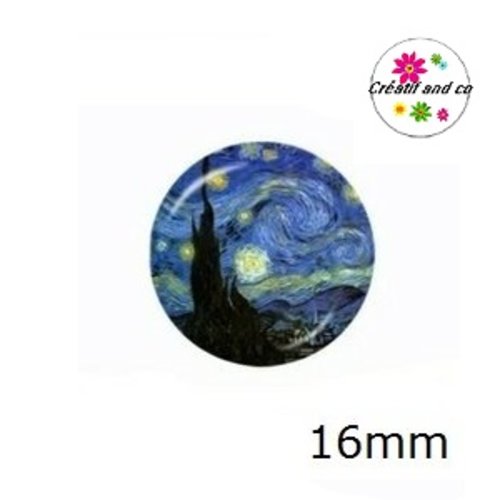 X2 cabochons peinture van gogh 16mm