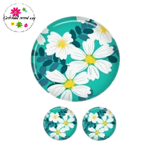 Lot cabochon fleuri 25mm et 2 cabochons 12mm