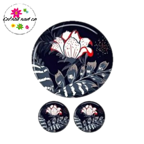 Lot cabochon fleuri 25mm et 2 cabochons 12mm