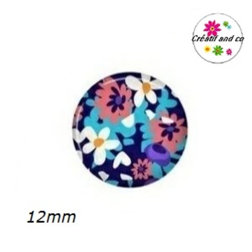 X2 cabochons fleuris 12mm