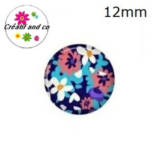 X2 cabochons fleuris 12mm