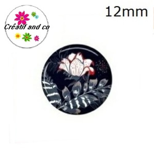 X2 cabochons fleuris 12mm