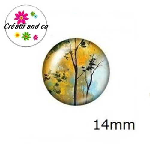 X2 cabochons peinture à l'huile 14mm