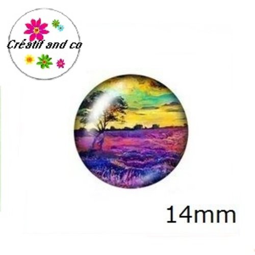 X2 cabochons peinture à l'huile 14mm