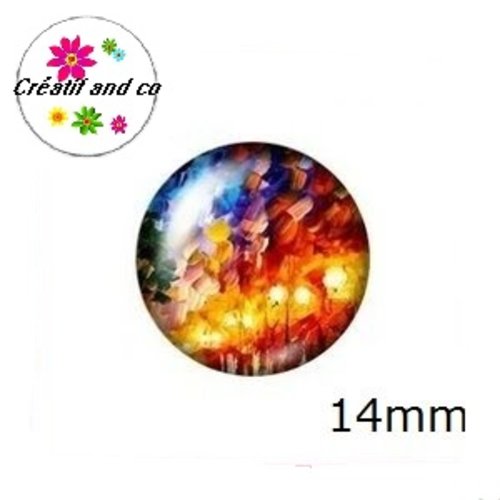 X2 cabochons peinture à l'huile 14mm