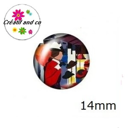 X2 cabochons peinture à l'huile 14mm