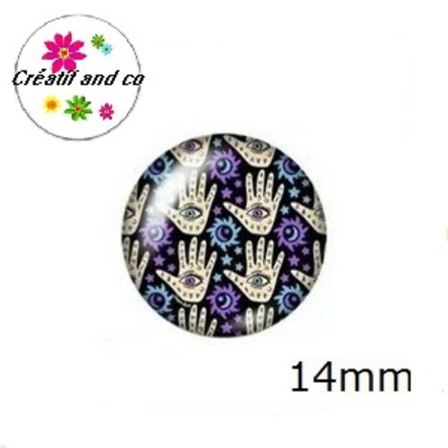 X2 cabochons oeil bleu porte-bonheur 14mm