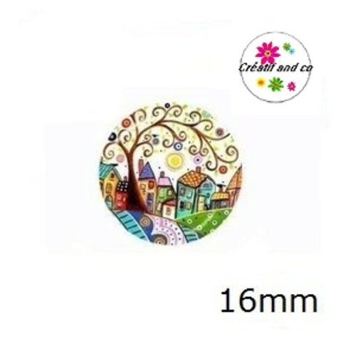 X2 cabochons maison, village 16mm