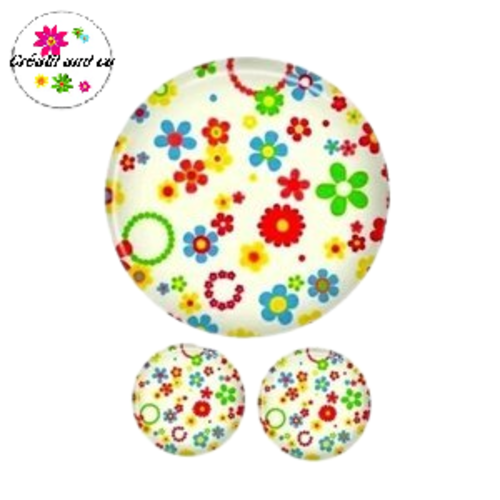 Lot cabochon fleuri 25mm et 2 cabochons 12mm