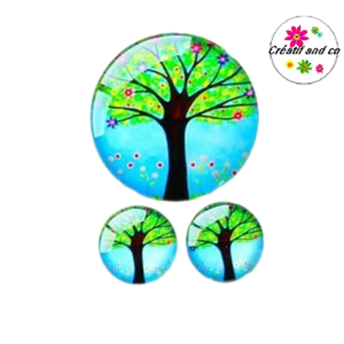 Lot cabochon arbre de vie  25mm et 2 cabochons 12mm