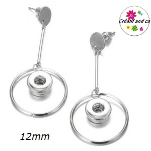 Boucle d'oreille pendante bouton pression 12mm