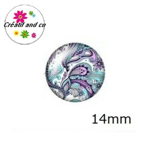 X2 cabochons motif mandala 14mm