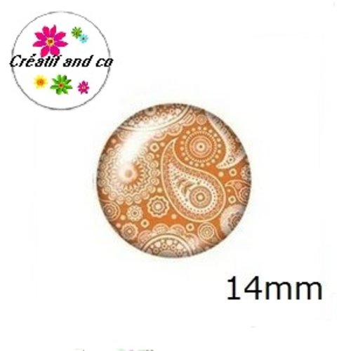 X2 cabochons motif mandala 14mm