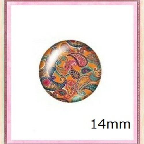 X2 cabochons motif mandala 14mm